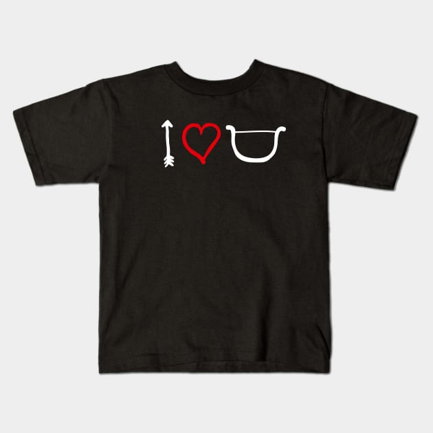 I love you bow arrow heart Cupid Valentine's day Kids T-Shirt by LaundryFactory